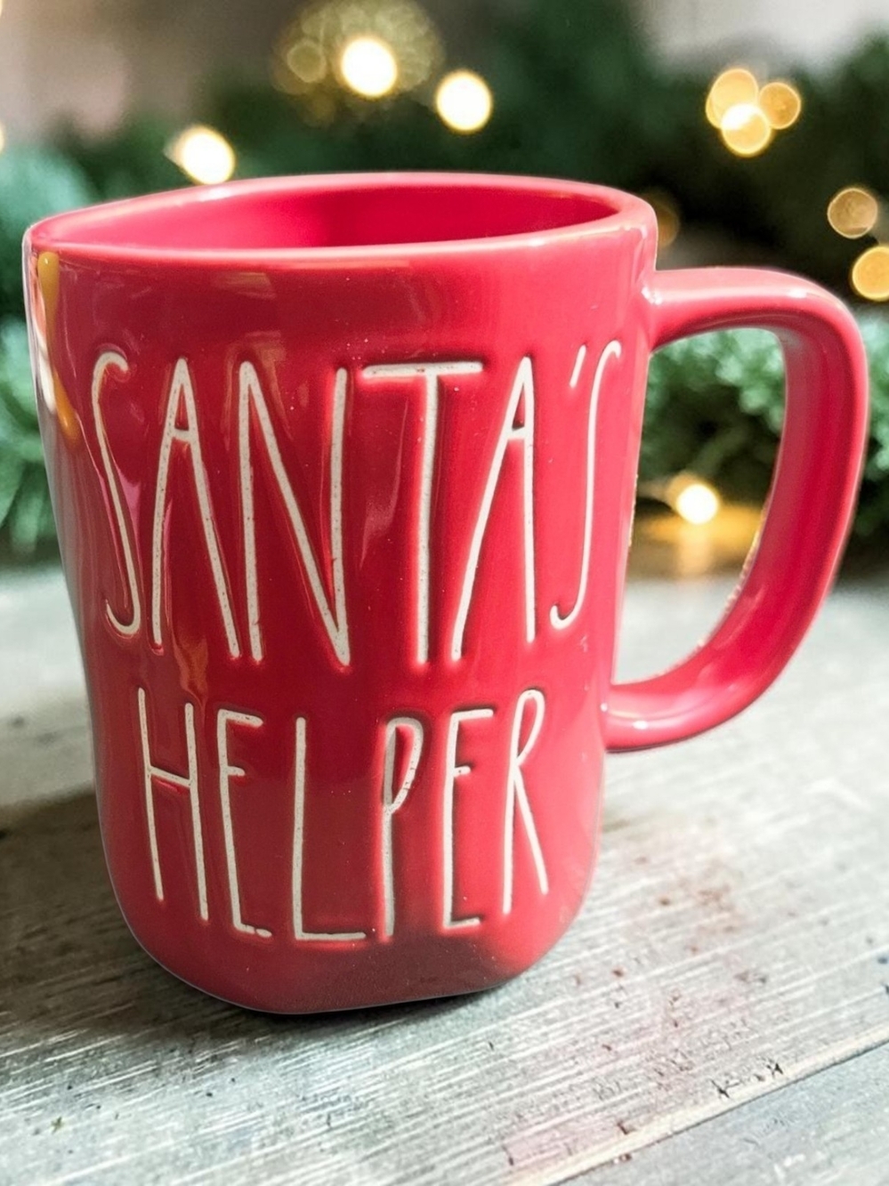 Rae Dunn Santa's Helper Red Holiday Mug Christmas